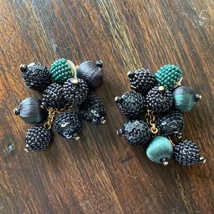 J.Crew Black and Emerald Beaded Earrings